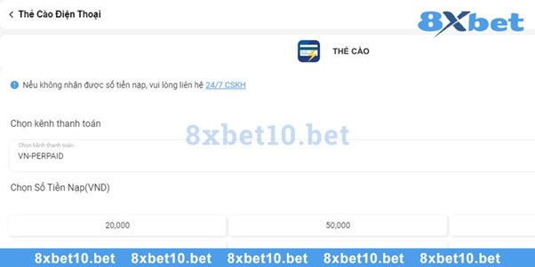 Thực hiện việc nạp tiền vào tài khoản 8xbet qua thẻ cào điện thoại một cách dễ dàng và tiện lợi!